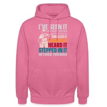 Retired Firefighter Firefighting FireWe - Unisex Hoodie - pink - Front - Alina (178cm) & Michal (187cm)