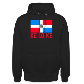 Ke Lo Ke, Drapeau de la République dominicaine - Sweat-shirt à capuche unisexe - noir - Devant - Alina (178cm) & Michal (187cm)