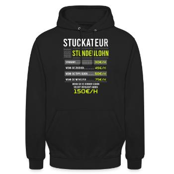 Stuckateur Spruch Arbeitsshirt Kollegen Geschenk - Unisex Hoodie - Schwarz - Vorne - Alina (178cm) & Michal (187cm)