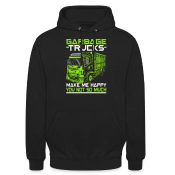 Garbage Truck Trash Collector Recycling Abfall - Unisex Hoodie - Schwarz - Vorne - Alina (178cm) & Michal (187cm)