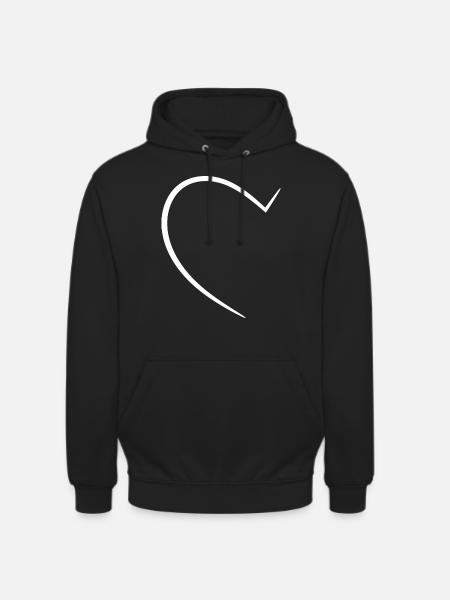 Half White Heart - Unisex Hoodie - black