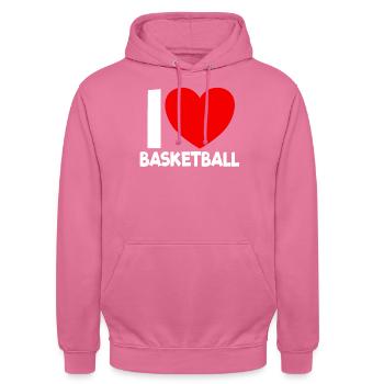Ich liebe Basketball Red Heart Hoop B-Ball-Basketb - Unisex Hoodie - Pink - Vorne - Alina (178cm) & Michal (187cm)