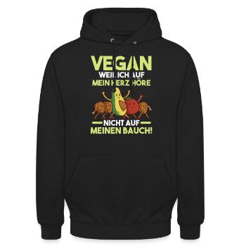 Veganer Vegan - Unisex Hoodie - Schwarz - Vorne - Alina (178cm) & Michal (187cm)