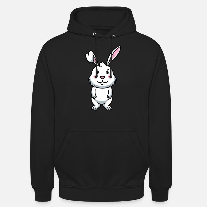Lapin Blanc Emoticons Lapin - Sweat-shirt à capuche unisexe - noir