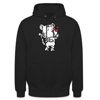 Tigre blanc Emoticon Tigre du Bengale - Sweat-shirt à capuche unisexe - noir - Devant - Alina (178cm) & Michal (187cm)