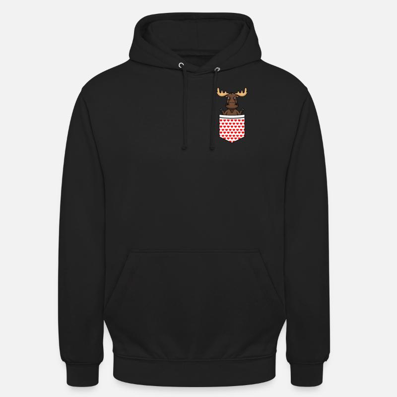 Moose Alaskan Moose Drôle de poche de poitrine - Sweat-shirt à capuche unisexe - noir