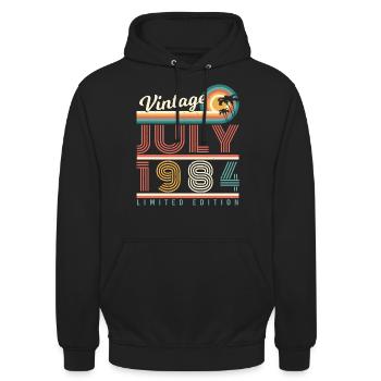 Born 1984 in July - Unisex Hoodie - black - Front - Alina (178cm) & Michal (187cm)