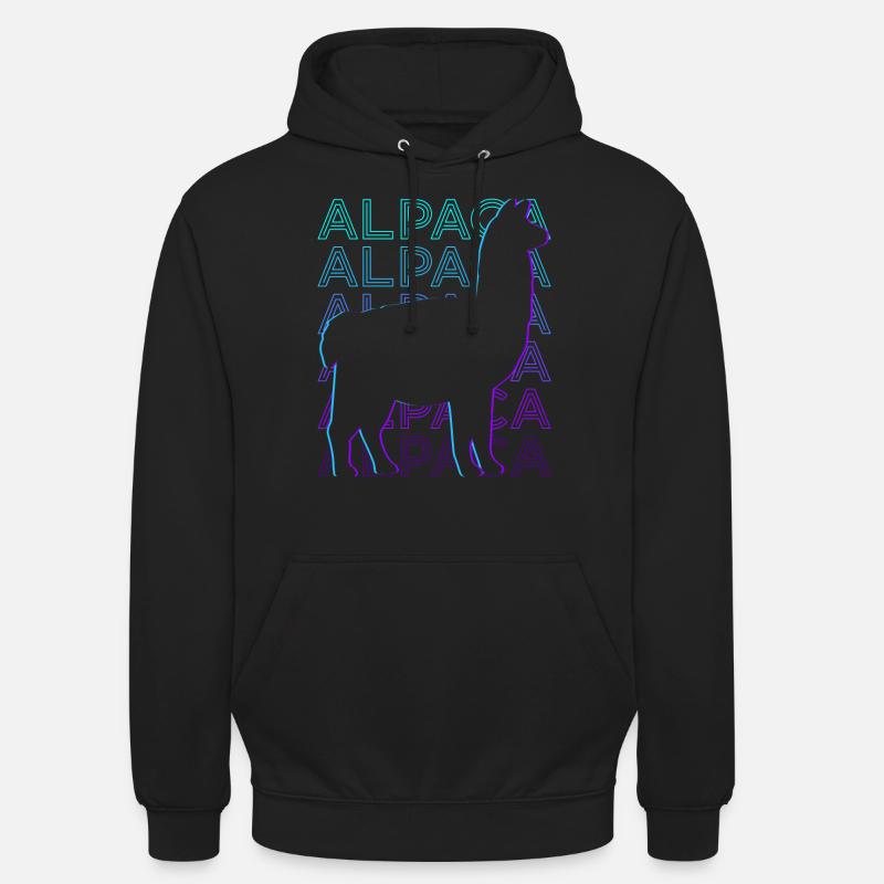 Alpaka Retro Geschenk - Unisex Hoodie - Schwarz