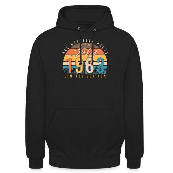 Born in July 1963 - Unisex Hoodie - black - Front - Alina (178cm) & Michal (187cm)