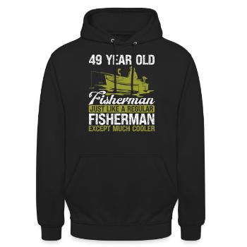 49 Year Old Fisherman Fishing Rod 49 Angler - Unisex Hoodie - Schwarz - Vorne - Alina (178cm) & Michal (187cm)