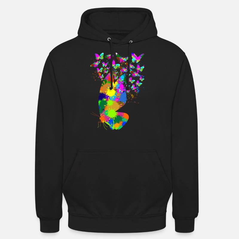 Bunter Schmetterling Splash Schmetterlinge - Unisex Hoodie - Schwarz