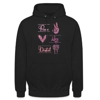 Dentiste Leopard Tooth Peace Dental - Sweat-shirt à capuche unisexe - noir - Devant - Alina (178cm) & Michal (187cm)