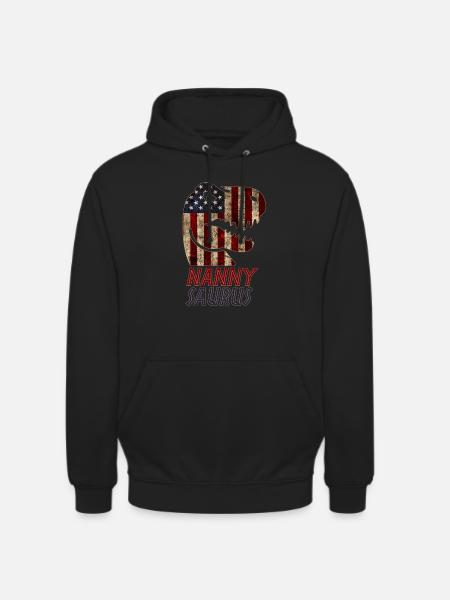 Patriotic Nanny Dinosaur - Unisex Hoodie - black