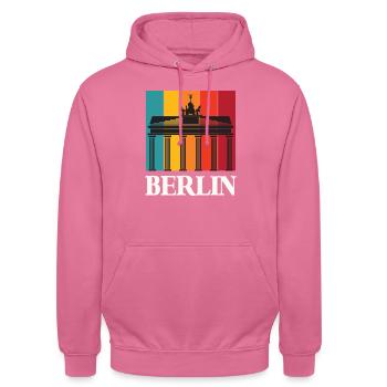 Berlin Retro Brandenburg Gate Germany - Unisex Hoodie - pink - Front - Alina (178cm) & Michal (187cm)
