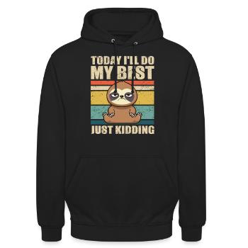 Faultier Lustig Sarkasmus Faulheit - Unisex Hoodie - Schwarz - Vorne - Alina (178cm) & Michal (187cm)