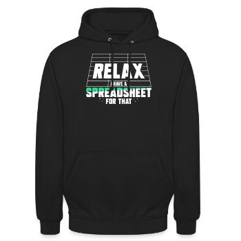 Relax I have a spreadsheet for this - Unisex Hoodie - black - Front - Alina (178cm) & Michal (187cm)