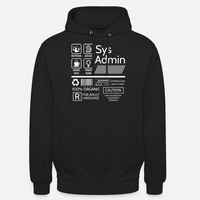 Administrateur système, Administrateur système - Sweat-shirt à capuche unisexe - noir