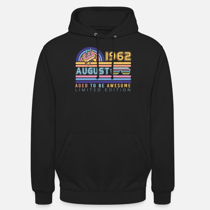 1962 En août 60e anniversaire - Sweat-shirt à capuche unisexe - noir