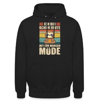 Faultier Arbeitskollege Kaffeetrinker - Unisex Hoodie - Schwarz - Vorne - Alina (178cm) & Michal (187cm)