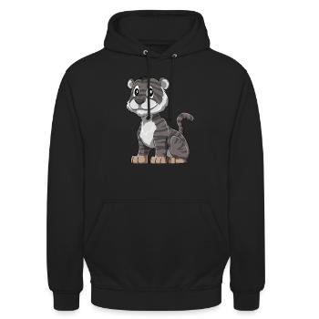 Niedlicher Schwarzer Baby Tiger - Unisex Hoodie - Schwarz - Vorne - Alina (178cm) & Michal (187cm)