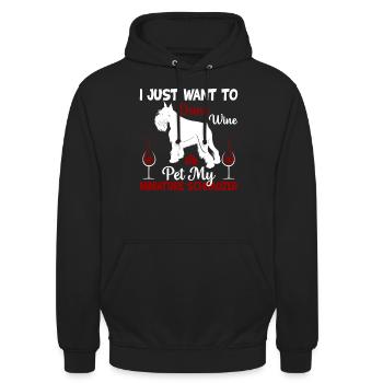 Boisson au vin et schnauzer miniature pour animaux de compagnie - Sweat-shirt à capuche unisexe - noir - Devant - Alina (178cm) & Michal (187cm)