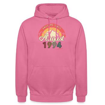 Mois de naissance Août 1994 - Sweat-shirt à capuche unisexe - rose - Devant - Alina (178cm) & Michal (187cm)