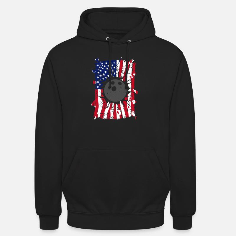 Bowling Torn Drapeau américain - Sweat-shirt à capuche unisexe - noir