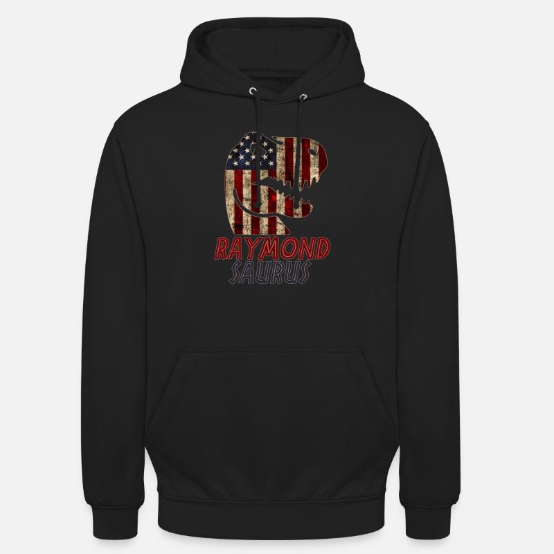Patriotique Raymond Dinosaur Raymondsaurus - Sweat-shirt à capuche unisexe - noir
