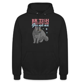 Grand-mère britannique à poil court | Cadeau maman chat - Sweat-shirt à capuche unisexe - noir - Devant - Alina (178cm) & Michal (187cm)