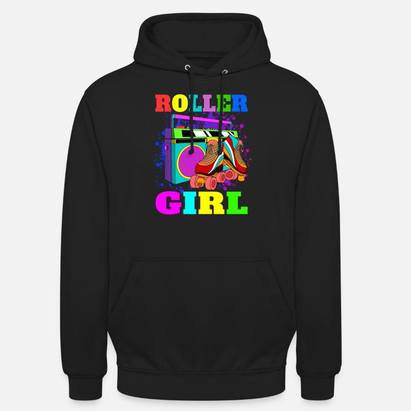 Rollschuhe Geschenk Retro Rollschuh Mädchen - Unisex Hoodie - Schwarz