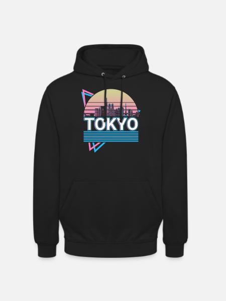 Tokyo City Skyline Cityscape Retro - Unisex Hoodie - black
