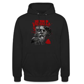 Sang Viking Odin et Corbeaux Culture Viking - Sweat-shirt à capuche unisexe - noir - Devant - Alina (178cm) & Michal (187cm)