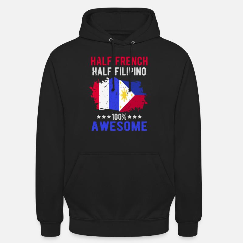 Moitié Français moitié philippin - Sweat-shirt à capuche unisexe - noir
