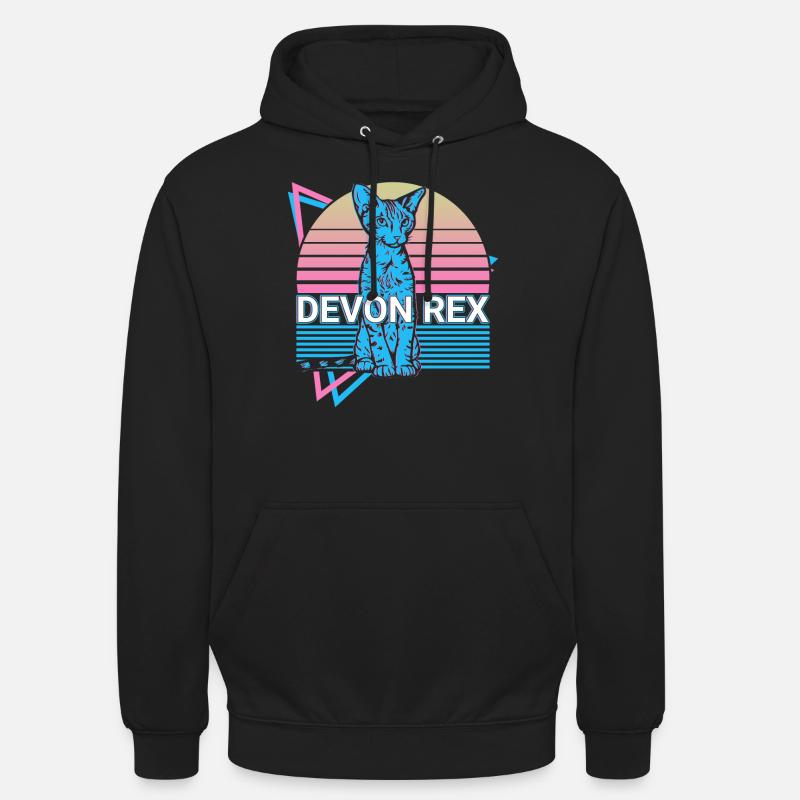 Devon Rex Chat Rétro - Sweat-shirt à capuche unisexe - noir