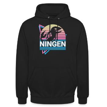 Ningen Cryptozoologie Rétro - Sweat-shirt à capuche unisexe - noir - Devant - Alina (178cm) & Michal (187cm)