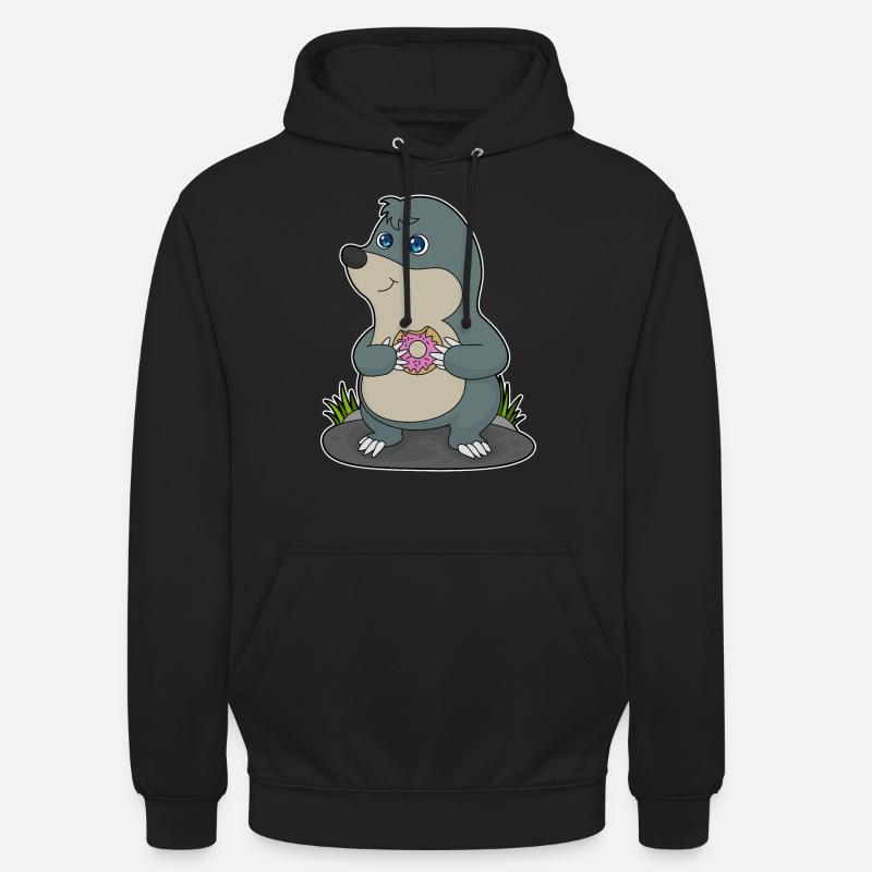 Maulwurf mit Donut - Unisex Hoodie - Schwarz