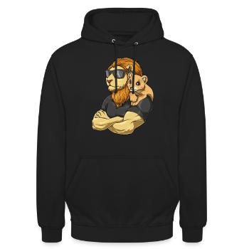 Starker Löwe mit Löwen Kind für einen Löwen - Unisex Hoodie - Schwarz - Vorne - Alina (178cm) & Michal (187cm)