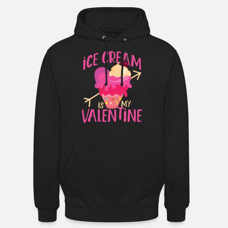 Crème glacée Valentines Day Coeur - Sweat-shirt à capuche unisexe - noir