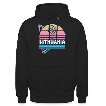 Lithuania Norse Mythology Retro - Unisex Hoodie - black - Front - Alina (178cm) & Michal (187cm)