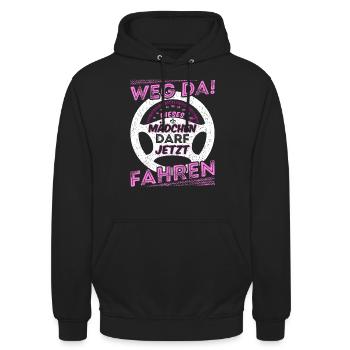 Führerschein Fahrschule Führerscheinprüfung Frau - Unisex Hoodie - Schwarz - Vorne - Alina (178cm) & Michal (187cm)