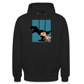 Dinosaurier T-Rex Schattenfigur Dino - Unisex Hoodie - Schwarz - Vorne - Alina (178cm) & Michal (187cm)