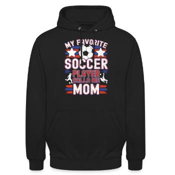 Fußball Mama Mutter Soccer Mom Fußballspieler - Unisex Hoodie - Schwarz - Vorne - Alina (178cm) & Michal (187cm)