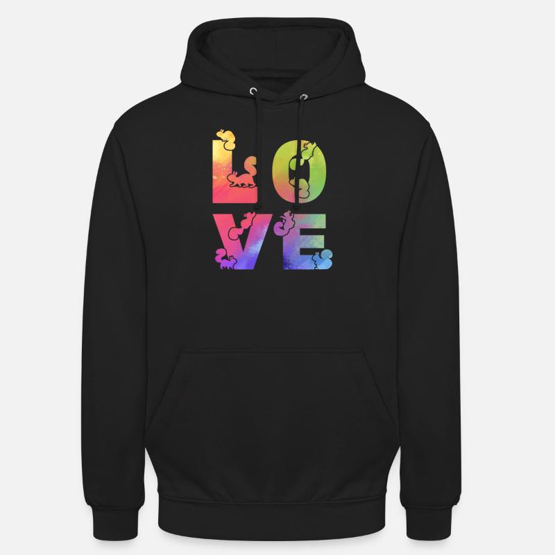 Écureuil Amour Écureuils Mignon Écureuil - Sweat-shirt à capuche unisexe - noir