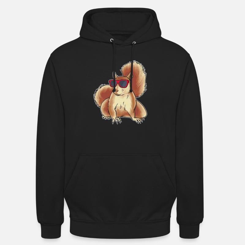 Eichhörnchen mit Sonnenbrille Cooles Eichhörnchen - Unisex Hoodie - Schwarz