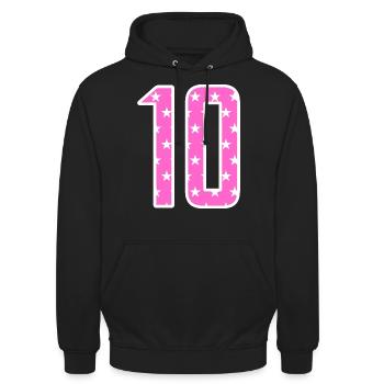Équipage numéro de maillot à dix numéros - Sweat-shirt à capuche unisexe - noir - Devant - Alina (178cm) & Michal (187cm)