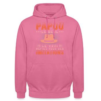 Papou Fete Des Grand Père Papy - Sweat-shirt à capuche unisexe - rose - Devant - Alina (178cm) & Michal (187cm)