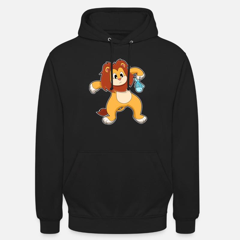 Lion avec du poisson - Sweat-shirt à capuche unisexe - noir