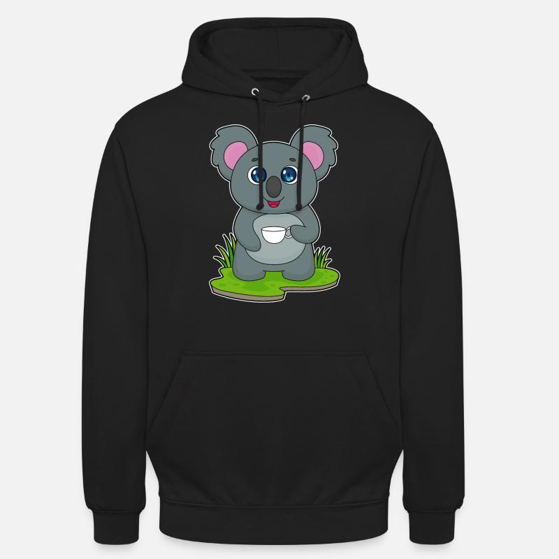 Koala mit Kaffeetasse - Unisex Hoodie - Schwarz