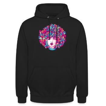 Afro Girl Butterfly Black Story Melani - Unisex Hoodie - black - Front - Alina (178cm) & Michal (187cm)
