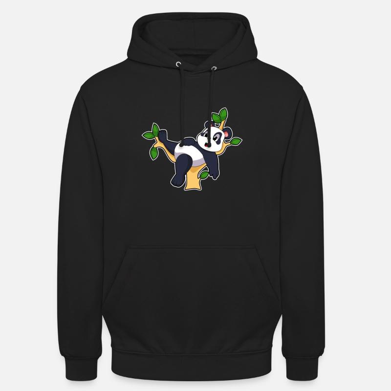 Panda on tree - Unisex Hoodie - black